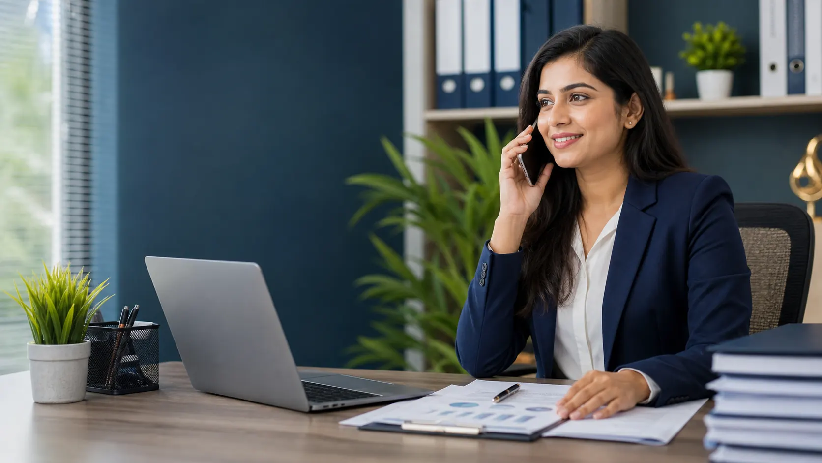 Tax consultant speaking with a client on WhatsApp and phone
