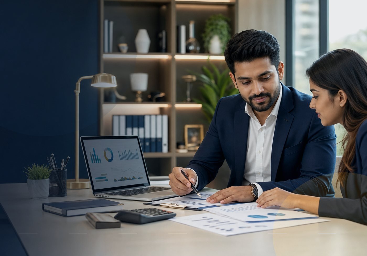 GST consultant reviewing invoices and tax records with a business client