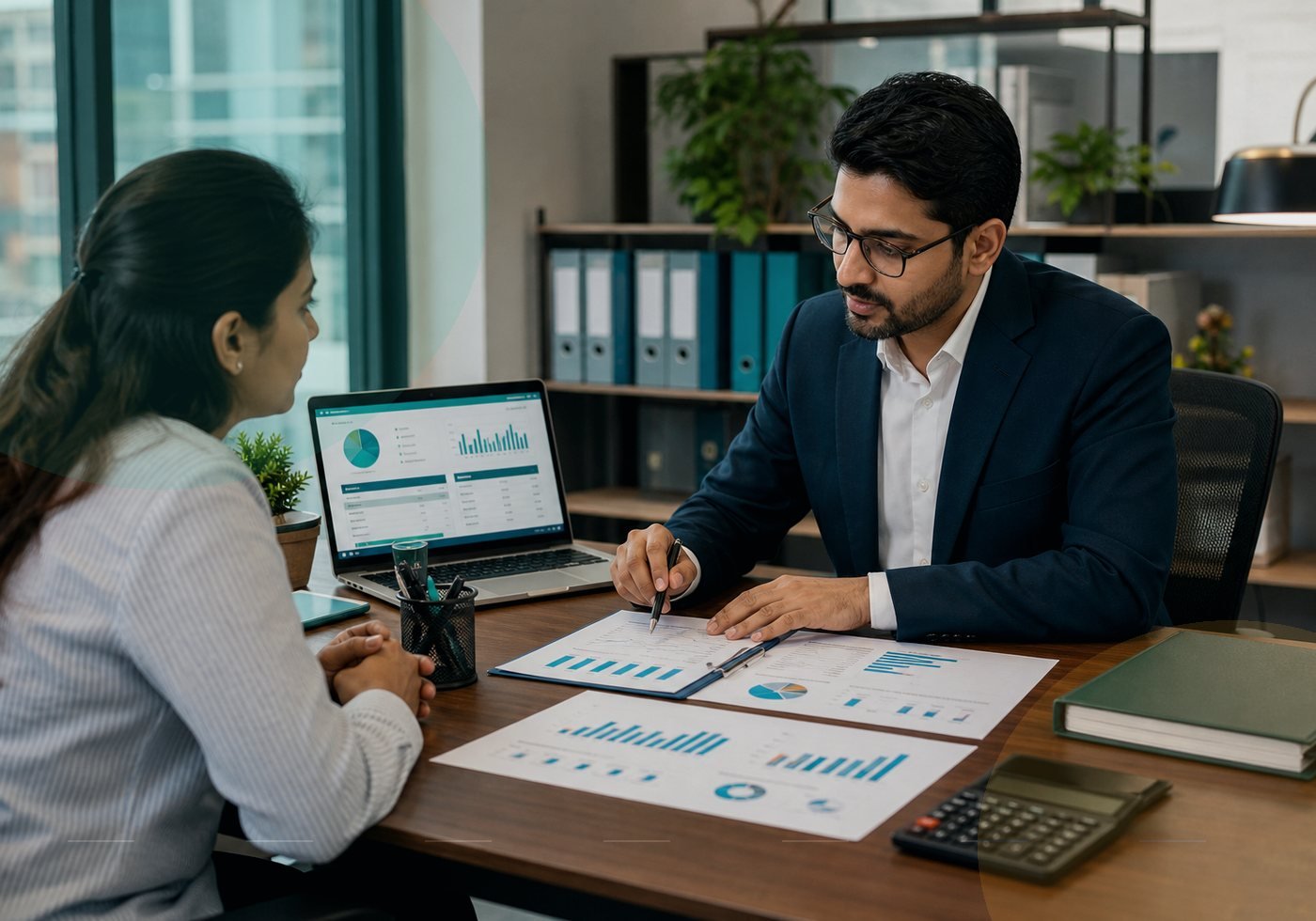 GST consultant reviewing invoices and returns with a business owner